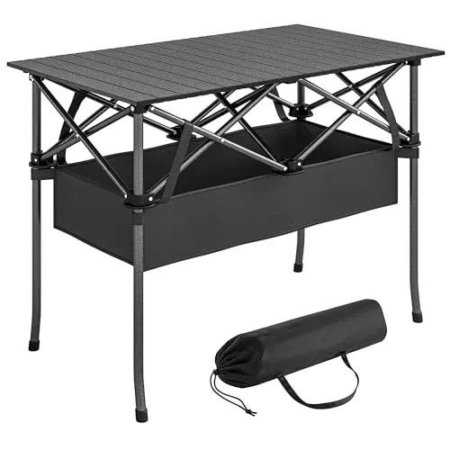 Campingtisch Klapptisch mit Tragetasche - Ideal für Garten und Balkon - Faltbarer Campingtisch mit Netzfach und Tragetasche. Kompakt, leicht (4,3 kg) und robust, perfekt für den Outdoor-Einsatz. Maße: 93 x 55 x 68 cm.