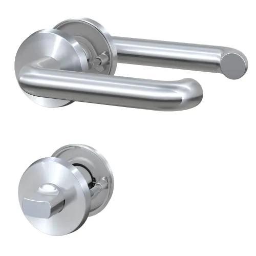 Basi 7306-2308 Rosetten-Garnitur - Türsicherungen für Zimmertüren, mit fixiertem Knopf für sicheren Zugang. Edle Edelstahl-Optik und langlebige Rückholfeder für hohe Qualität und Sicherheit.