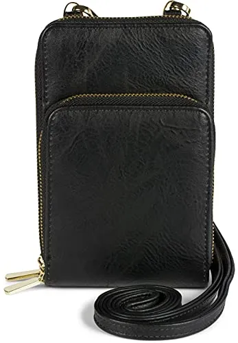 styleBREAKER Damen Mini Bag mit RFID Schutz - Elegante Umhängetasche für Damen mit RFID-Schutz, ideal für Handy und Karten, ausgestattet mit 2 Reißverschlussfächern und verstellbarem Schulterriemen.