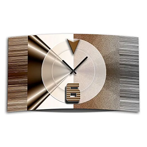 dixtime Abstrakt braun Designer Wanduhr - Moderne Wanduhren aus Alu-Dibond mit einzigartigem 3D-Design, handgefertigt in Deutschland, leise im Betrieb dank schleichendem Sekundenzeiger.