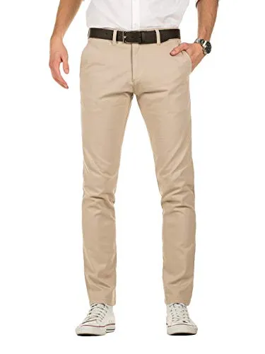 Yazubi Herren Chino Hose, Slim Fit, Modell Kyle, Chinohose mit Gürtel, Beige (Plaza Taupe 161105), W32/L30