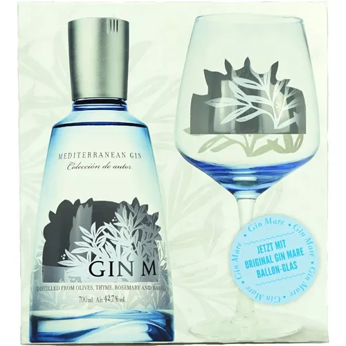 Gin Mare Mediterranean Gin 42,7% Vol. 0,7l in Geschenkbox mit Glas