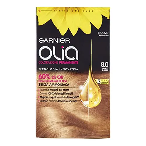Permanente Coloration und Abfärbung von Garnier Olia 8.0 hellblond
