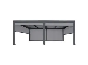 MCW Alu Pavillon Anthrazit 590x224x306 cm - Pavillon mit drehbarem Lamellendach für individuell regulierbaren Schatten und Wind- sowie Insektenschutz. Ideal für entspannte Sommertage im Garten oder auf der Terrasse.