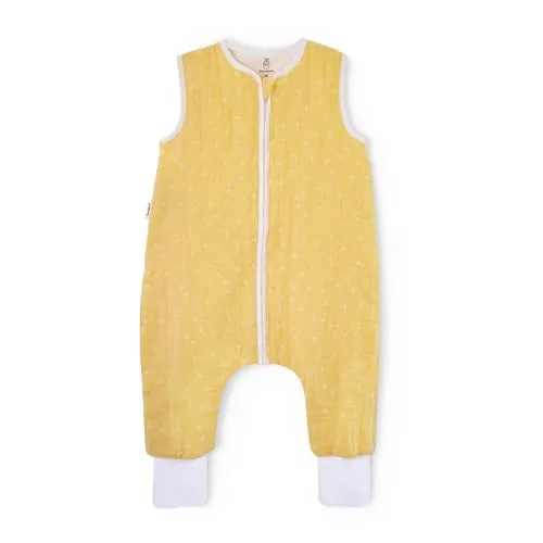 Ehrenkind® Baby Sommerschlafsack mit Füßen Musselin – 1 TOG, Gr. 100, Vanille-Weiße Pusteblume