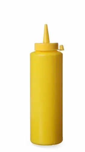 HENDI Spenderflasche, Stückzahl: 1, Easy Squeeze, für Saucen, Squeeze Flasche, Quetschflasche, Dosierflasche, 700ml, ø70x(H)240mm, Polyethylen, Polypropylen Kappe, Gelb