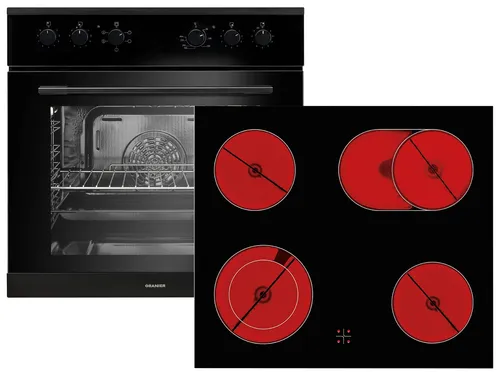 Oranier EHS131 Set Einbauherd EBH130 + Glaskeramikkochfeld KFH110 - Herdsets mit 5 Backofenfunktionen, XL-Backraum und einfacher Reinigung dank Clean Up Emaillierung - ideal für jede moderne Küche!