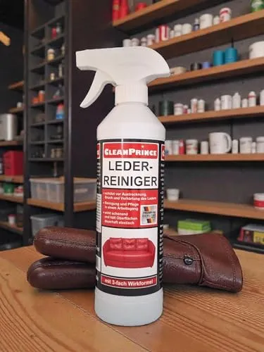 CleanPrince Leder-Reiniger 0,5 Liter Lederreiniger Leather Cleaner Lederschutz Leder Tiefenreiniger Reiniger für Ledermöbel Lederbezüge Autositze Lederkombi Motorradkleidung Lederstühle Schuhe 500 ml