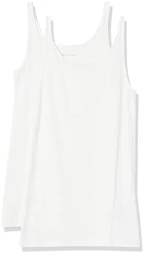 Amazon Essentials Damen Schmal geschnittenes Tanktop mit dünnem Trägern, Pack of 2, Weiß, L