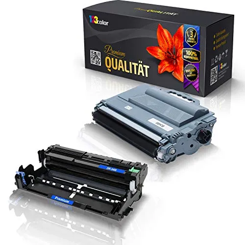 Print-Klex Toner + Trommel kompatibel für Brother TN3480 DR3400 MFC-L5700 DN MFC-L5700 DNLT MFC-L5700 DW MFC-L5700 Series MFC-L5750 DW TN-3480 DR-3400 Schwarz Farblos - Color Line Serie