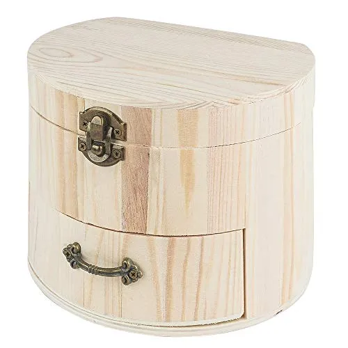 Ideen mit Herz Schmuckkästchen, Holz, 16,5cm x 13,5cm x 12,5cm, mit Schublade und verschließbarem Deckel