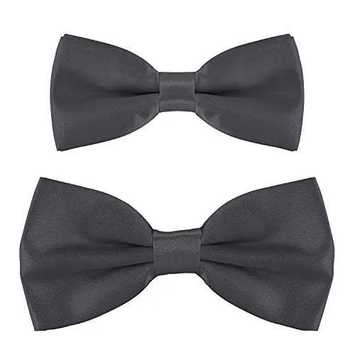 DonDon Vater-Sohn Fliegen Set im Partnerlook, bereits gebunden und verstellbar - Anthrazit