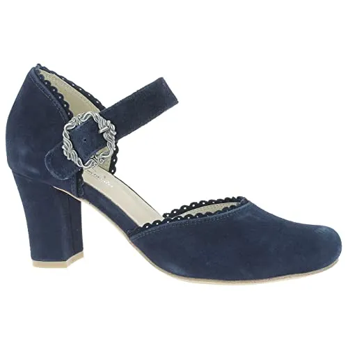 Hirschkogel Damen 3005715 Pumps - Elegante Trachtenpumps in d.blau, 40 EU - Damen-Pumps aus hochwertigem Leder, bieten perfekten Halt und Komfort. Der offene Mittelfußbereich und die dekorative Spitze sorgen für einen stilvollen Auftritt.