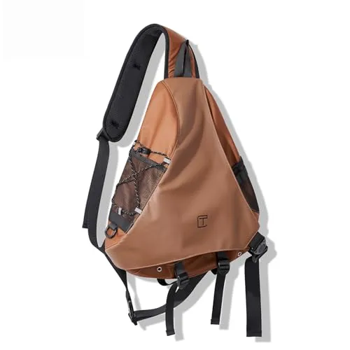 Rhemex Sling Bag für Herren, Wasserabweisende Brusttasche, Leichte Crossbody-Tasche mit großer Kapazität für Reise, Arbeit, Fahrrad & Outdoor (Gelb)