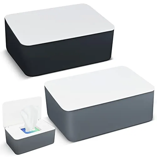 Stück Feuchttuch Box Feuchttücher Box Baby, Toilettenpapier Box Serviettenbox mit Deckel Feuchtes Toilettenpapier Aufbewahrungsbox, Kunststoff Tissue Serviettenbox für Zuhause, Büro 2