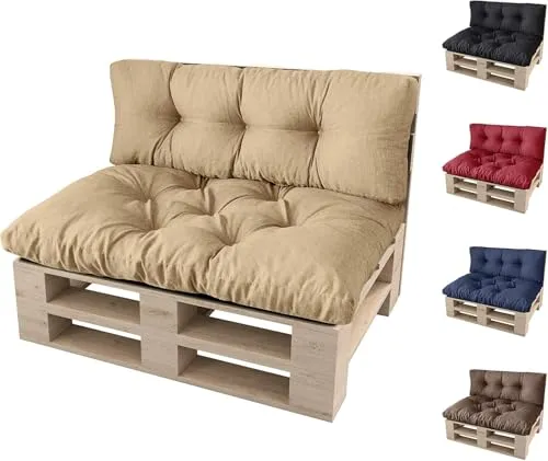 sunnypillow Palettenkissen Set für Europaletten - Auflagen & Polster für Sofas, hochwertige, wasserabweisende Materialien für Innen & Außen, inklusive gratis Seitenkissen bei 3 Sets!
