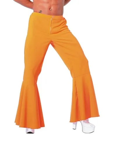 WILBERS & WILBERS 5118 - Flared Hippie Hose - Kostüm-Unterteile für Erwachsene: Auffällige 70er Jahre Schlaghose in Orange, perfekt für Festivals und Mottopartys, mit bequemem Schnitt und pflegeleichtem Material.