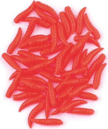 Behr 40 künstliche Maden - Gummimaden Forellenköder, Farbe:Fluo-Rot