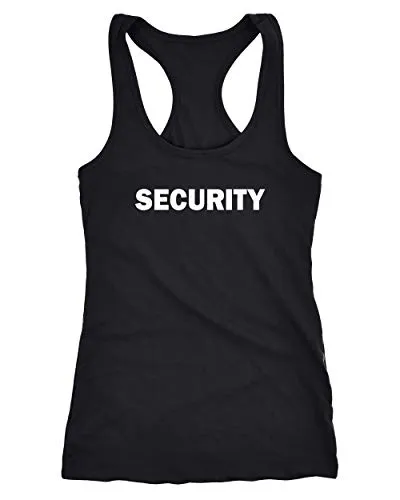 MoonWorks® Damen Tanktop Security Fasching Karneval Fun-Shirt Racerback Schwarz L