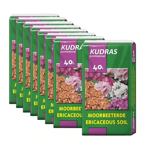 KUDRAS Moorbeeterde für Rhododendren und Azaleen 320L - Spezialerde für kalkempfindliche Pflanzen, ideal für gesundes Wachstum mit optimalem pH-Wert und Nährstoffen. Strukturstabil für besten Lufthaushalt und Wasserhaltekraft.