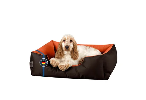 BedDog Hundebett LUPI - Ergonomisches Hundekissen für kleine Hunde, braun-orange - Hundebetten: Hoher Komfort und gesundheitliche Unterstützung durch gelenkschonende Füllung. Abnehmbarer, waschbarer Bezug sorgt für einfache Pflege.