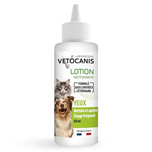 Vetocanis | Augentropfen für Hund und Katze 60ML | Feuchttücher zur Fellpflege Katze | Augentropfen gegen trockene Augen | Katzen- und Hundepfoten Reiniger | Packung mit 100 Tüchern