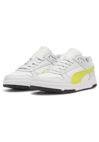 Puma RBD GAME LOW JR Kinder Sneaker 387350 11 grau/gelb - Babysneakers mit SoftFoam+ Einlegesohle für überlegene Dämpfung und Komfort. Ideal für aktive Kids, die Stil und Retro-Feeling lieben.