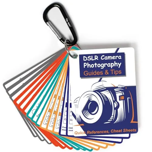 Tip Info Fotografie-Zubehör DSLR Cheat Sheet Karten für Canon, Nikon, Sony, Kamera, Kurzanleitung und Tipps: Einstellungen, Belichtung, Modi, Zusammensetzung, Beleuchtung usw. 10,2 x 7,6 cm