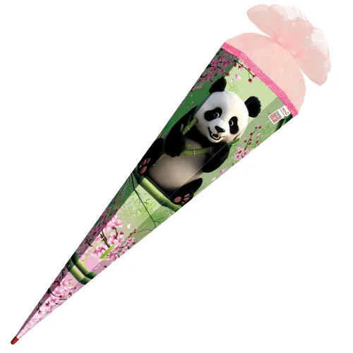 Roth Schultüte groß 85 cm Panda Glitzerborte Organza mit Tüllverschluss