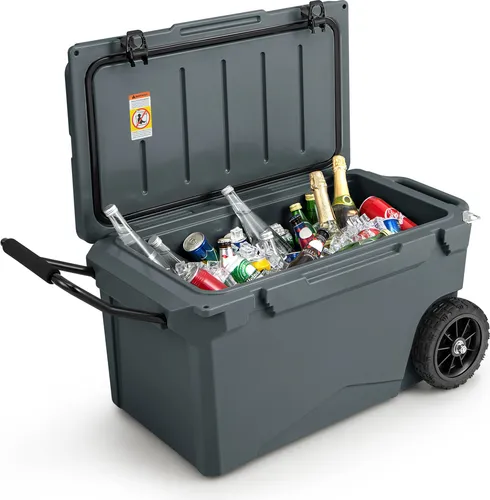 COSTWAY 71L Isolierbox tragbar - Kühlboxen mit 5–7 Tagen Eislagerzeit, ausgestattet mit Rädern, Flaschenöffner und Ablaufsystem – ideal für Camping, Angeln und Picknicks.