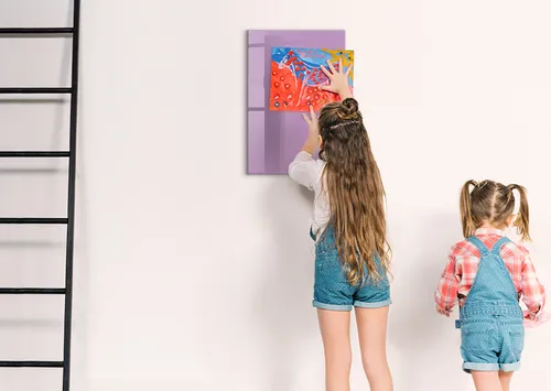 Tulup Magnettafel Violett aus Glas, 40x60 cm – Elegante Magnettafel für Zuhause und Büro - Vielseitige Magnettafel aus gehärtetem Glas, ideal zum Organisieren von Notizen und Fotos. Inklusive 5 starken Neodym-Magneten und Kreidemarker für kreative Ideen und effektive Planung.