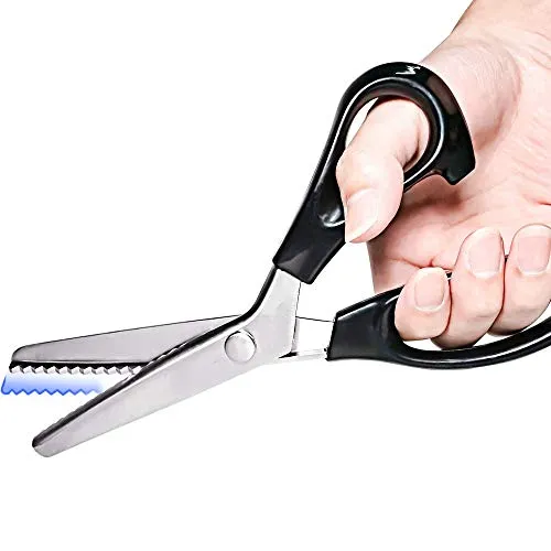 Stoffschere Zickzackschere - Profi Schneiderschere für kreative Projekte - Zuschneidescheren: Hochwertige Edelstahl Zickzackschere mit Komfortgriff, ideal für präzises Schneiden von Stoffen und Leder. Perfekt für kreative Schneiderarbeiten.