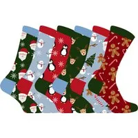 Kinder Weihnachten Socken | Sock Snob | Neuheit Spaß Muster Weihnachtsgeschenk Socken für Jungen & Mädchen - 6 Pack