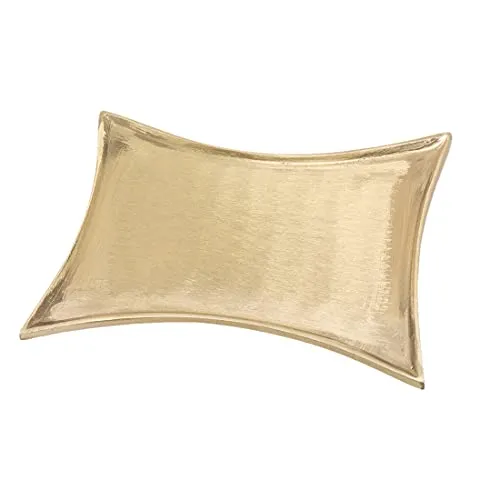 NKlaus Kerzenteller Conkav 17x10cm - Eleganter Kerzenhalter aus Messing - Kerzenständer aus gold mattiertem Messing, handgefertigt für stilvolle Dekoration und zusätzlichen Brandschutz. Ideal zum Aufwerten Ihrer Inneneinrichtung.