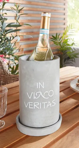 Dekoleidenschaft Weinkühler „Beton-Style“ mit Untersetzer - Weinkühler & Sektkühler im modernen Beton-Style, ideal zum stilvollen Kühlen von Wein und Sekt. Inklusive Untersetzer zum Schutz Ihrer Möbel vor Feuchtigkeit.