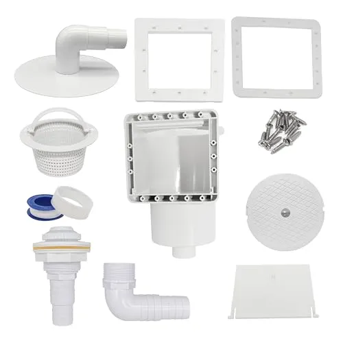 HAF Einbauskimmer Komplett Set Weiß für Stahlwandbecken - Hochwertiger Einbauskimmer aus langlebigem ABS-Kunststoff für Stahlwandbecken. Inklusive Einlaufdüse und flexiblem Schlauchanschluss (32mm & 38mm) für optimale Reinigung. Elegantes Design für einen sauberen Pool.