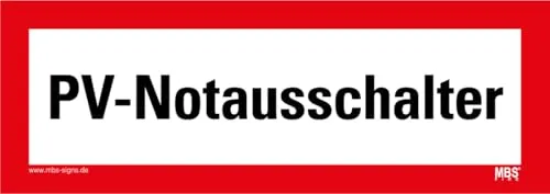 Aufkleber Hinweis Feuerwehr „PV-Notausschalter“ Folie nach DIN 4066 | 21x7,4 cm