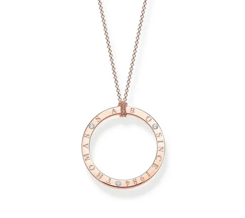 THOMAS SABO Kette Kreis mit weißen Steinen - Elegante Damenkette aus 925er Sterlingsilber mit 750er Roségold-Vergoldung, 90 cm lang, mit funkelndem Kreis-Anhänger und vielseitigen Stylingmöglichkeiten.