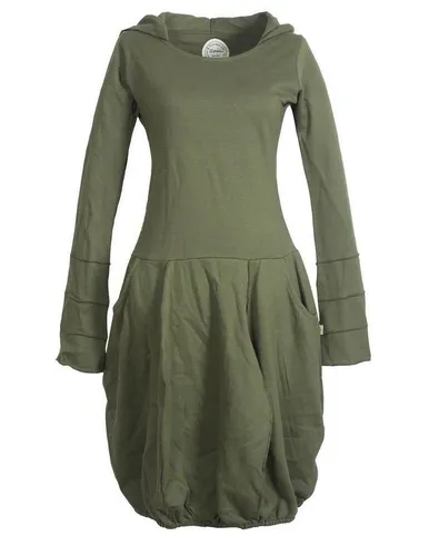 Vishes Midikleid Warmes Langarm Kleid ballonförmig mit Zipfelkapuze Ethno, Hippie, Boho, Goa Style
