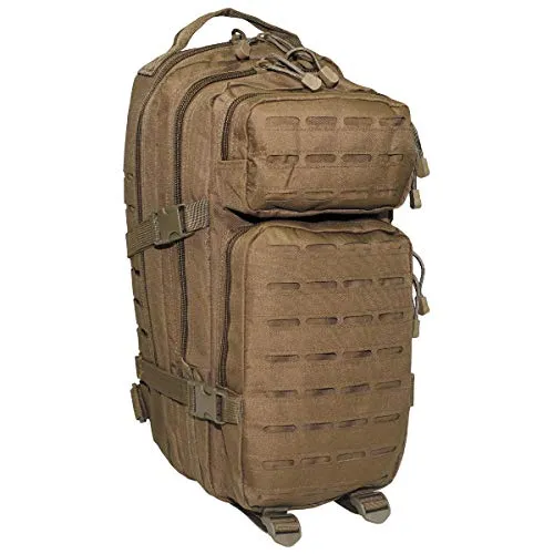 MFH Assault I Rucksack Laser Coyote Tan – 30L - Robuster 30L Rucksack mit Laser-Cut Design, ideal für Outdoor-Aktivitäten. Vielseitige Fächer und MOLLE-Befestigungspunkte bieten optimale Organisation und Flexibilität.