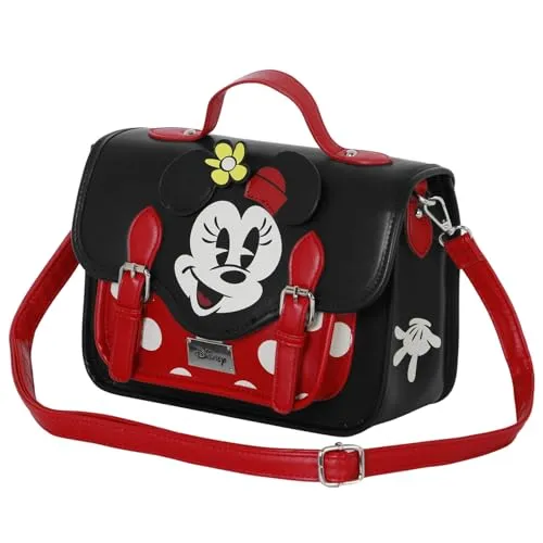 Disney Minnie Maus Face-Satchel Rucksack-Schultertasche - Messenger-Bags mit wandelbarem Umhängeriemen, kann als Rucksack getragen werden – ideal für Fans von Minnie Maus!