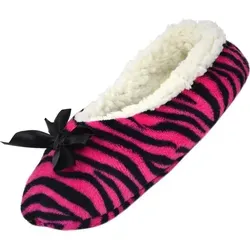 normani Damen-Slipper Hausschuhe mit Schleife - Schwarz/Rosa - 39-42
