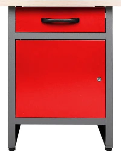 ONDIS24 Werkbank Wolle 60 cm rot H85 - Stabile Werkbank für Heimwerker, platzsparend mit 60 x 60 cm Arbeitsfläche. Inklusive abschließbarem Schrank und Höhenverstellung für optimalen Stand.