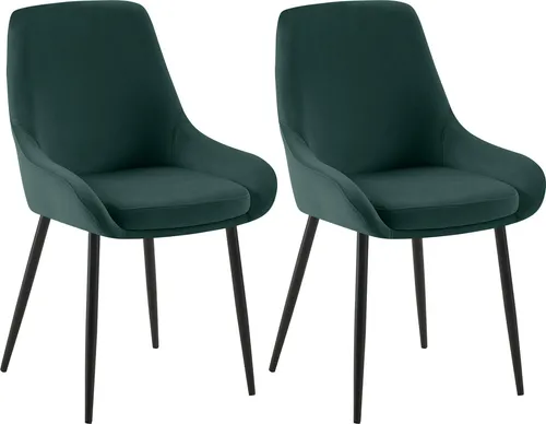 Deluke Esszimmerstuhl 2er Set in Grün, Textil, 50x86x53 cm