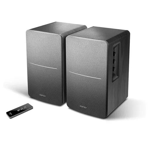 Edifier Studio R1280T BK 2.0 Lautsprechersystem - beeindruckender Klang mit 2x 21W RMS, inkl. Infrarot-Fernbedienung und frontseitigem Bassreflexkanal für satten Bass