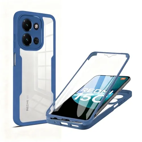 betterfon 360 Grad Hülle Kompatibel mit Xiaomi Redmi 15C (173cm) | Handyhülle eingebautem Displayschutz | Blau |Smartphonecase vollschutz