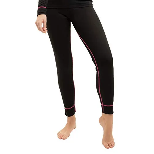 CFLEX Damen Ski- & Thermo Hose - warme Unterwäsche lang POLARDRY - Schwarz-Pink XL