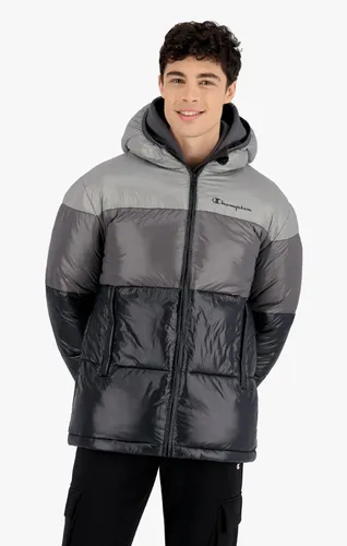 Champion Steppjacke - Wattierte Kapuzenjacke in Ombré-Optik - Schwarz, Größe: L - Stylische wattierte Kapuzenjacke mit einzigartigem Ombré-Design und praktischen Reißverschlusstaschen. Ideal für kalte Tage, leicht und bequem für den täglichen Einsatz.
