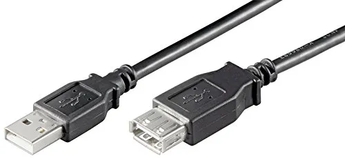 Ewent Kabel USB 2.0 Typ A/Stecker auf A/weiblich, doppelt geschirmt AWG 28 in Kupfer, Rata-Übertragungsrate bis 480 Mbit, Schwarz 5.00 m schwarz