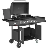 Outsunny Gasgrill Stahl Edelstahl Schwarz 129,5L x 56B x 110H cm